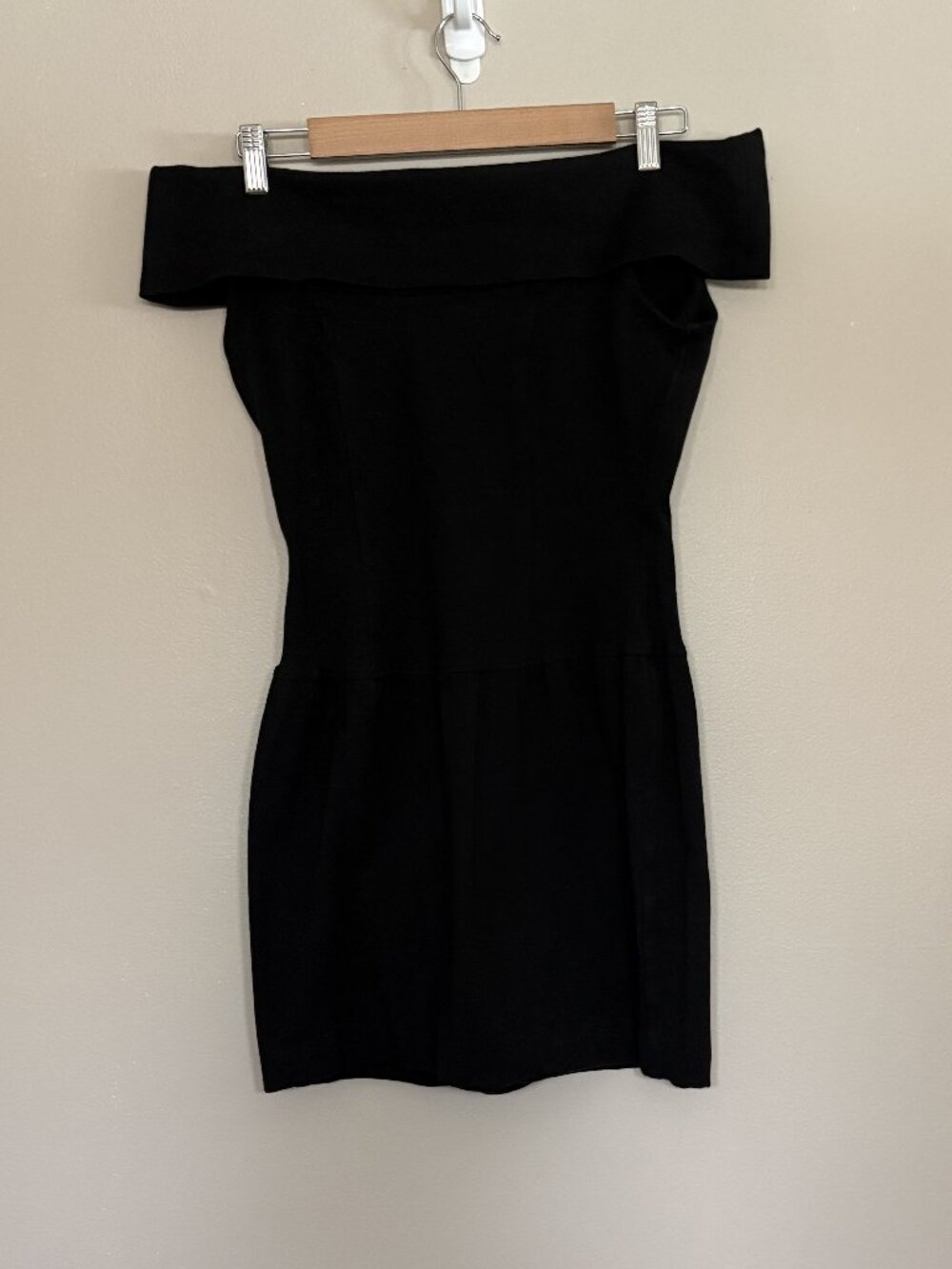 I Magnin Date Night Mini Dress Heavy Cotton Off the Shoulder Size 10
